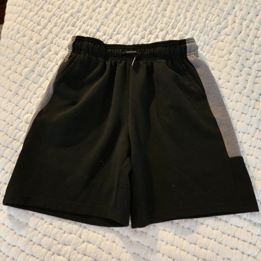 Game Time Black and Gray Athletic Shorts with Elastic Waistband